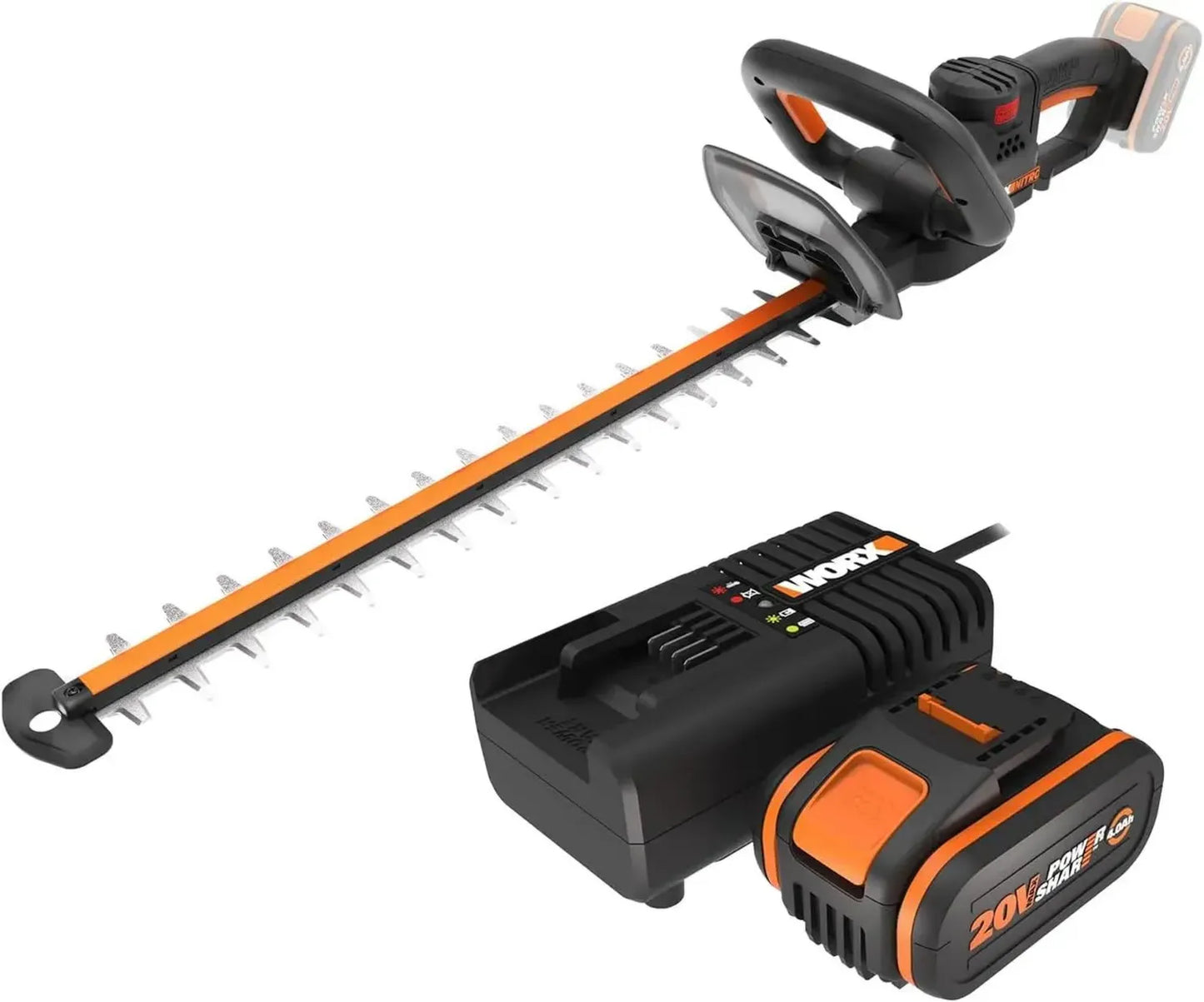 Taille-haies sans fil WORX 20V avec batterie 4Ah et chargeur, lame 56 cm, moteur brushless