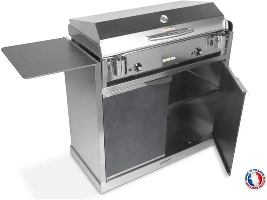 Plancha Électrique ANTHEA avec Chariot et Accessoires - Acier Inoxydable - Thermostat Réglable - 3600W - 16 Personnes - Fabriqué en France